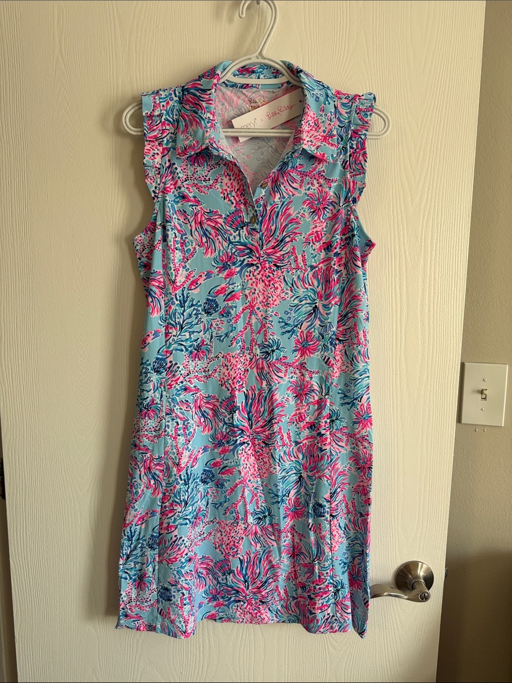 Lilly Pulitzer Aqua Multi Sleeveless Collared Shift Dress
